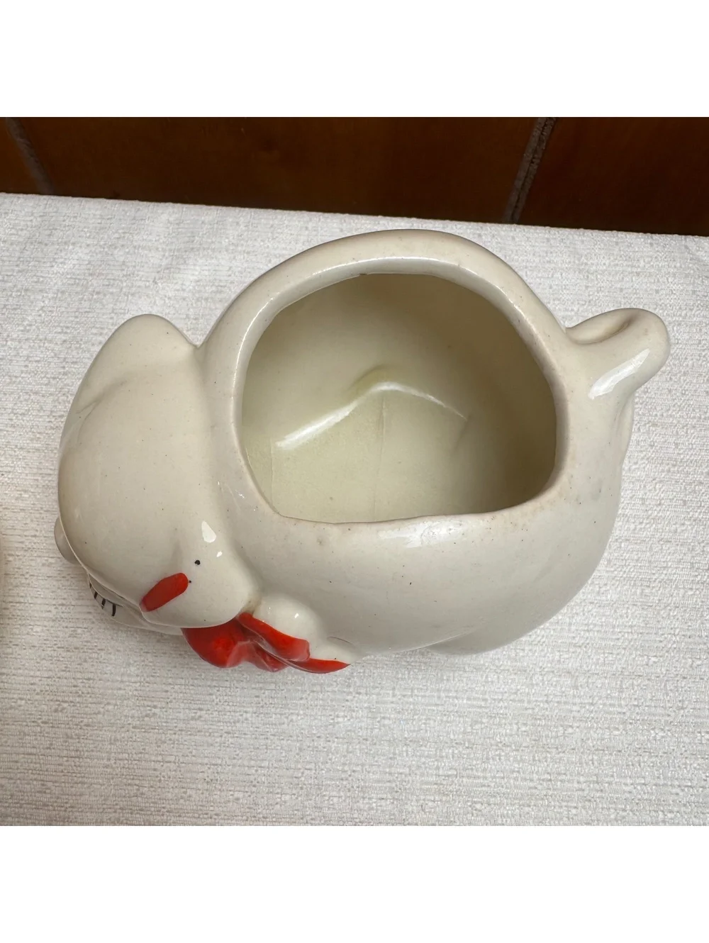 Vintage Ceramic Pig Creamer & Sugar Bowl Set Red Bow Retro Farmhouse Kitchen